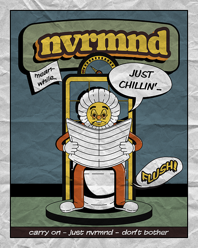 nvrmnd - just chillin' car character illustration