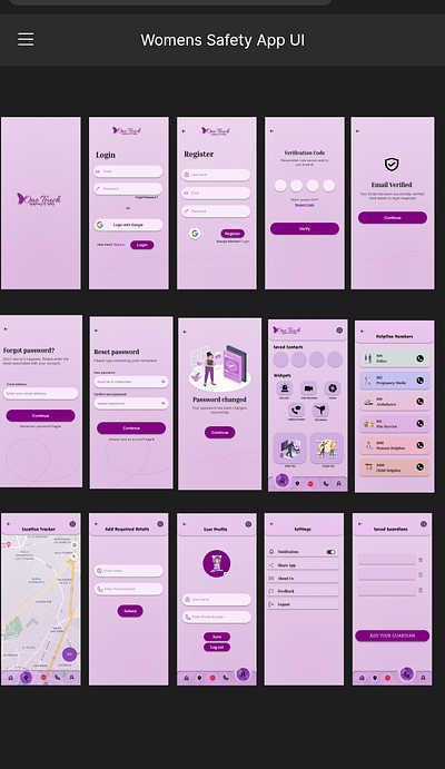 Women's Safety App UI Design mobile app ui