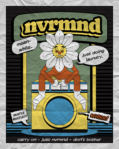 nvrmnd - just doing laundry cartoon character illustration