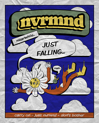 nvrmnd - just falling cartoon character illustration