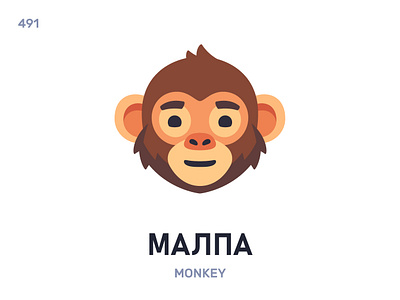 Мáлпа / Monkey belarus belarusian language daily flat icon illustration vector word