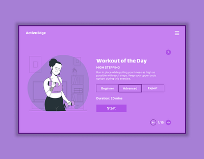Workout of the day Page branding graphic design ui ui design uidesign uiux ux design uxdesign webdesign websitedesign workoutoage