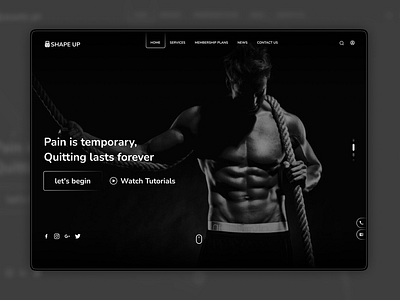 Shape up - Gym Landing Page Design graphic design gym landing page prototype shapeup ui ui design ux web design wireframe