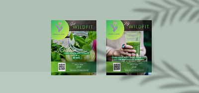 Poster Design for WILDFIT & their Healthy Drinks barcode canva canva design design fitness design flyer good for health graphic design green design modern design organic and healthy pamphlet poster design print design qrcode wellness design