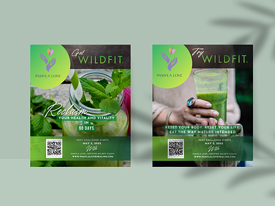 Poster Design for WILDFIT & their Healthy Drinks barcode canva canva design design fitness design flyer good for health graphic design green design modern design organic and healthy pamphlet poster design print design qrcode wellness design
