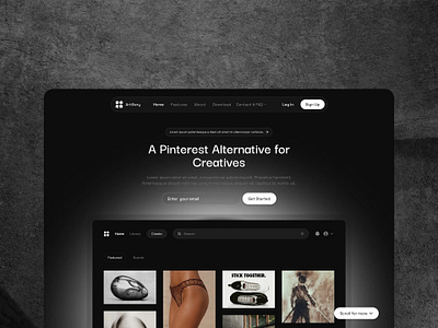 Pinterest Alternative for Creatives, UI/UX Design design figma landing page responsive design ui uiux ux design