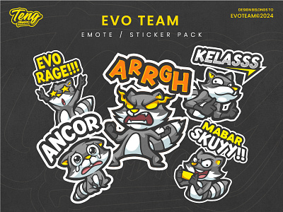 EVO TEAM STICKER PACK branding character design esport graphic design illustration logo mascot sport ui