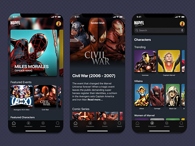 Marvel API - Mobile App Concept