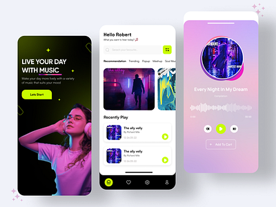 Music App 3d android animation app branding design figma graphic design ios logo mobile mobile app design motion graphics ui ux