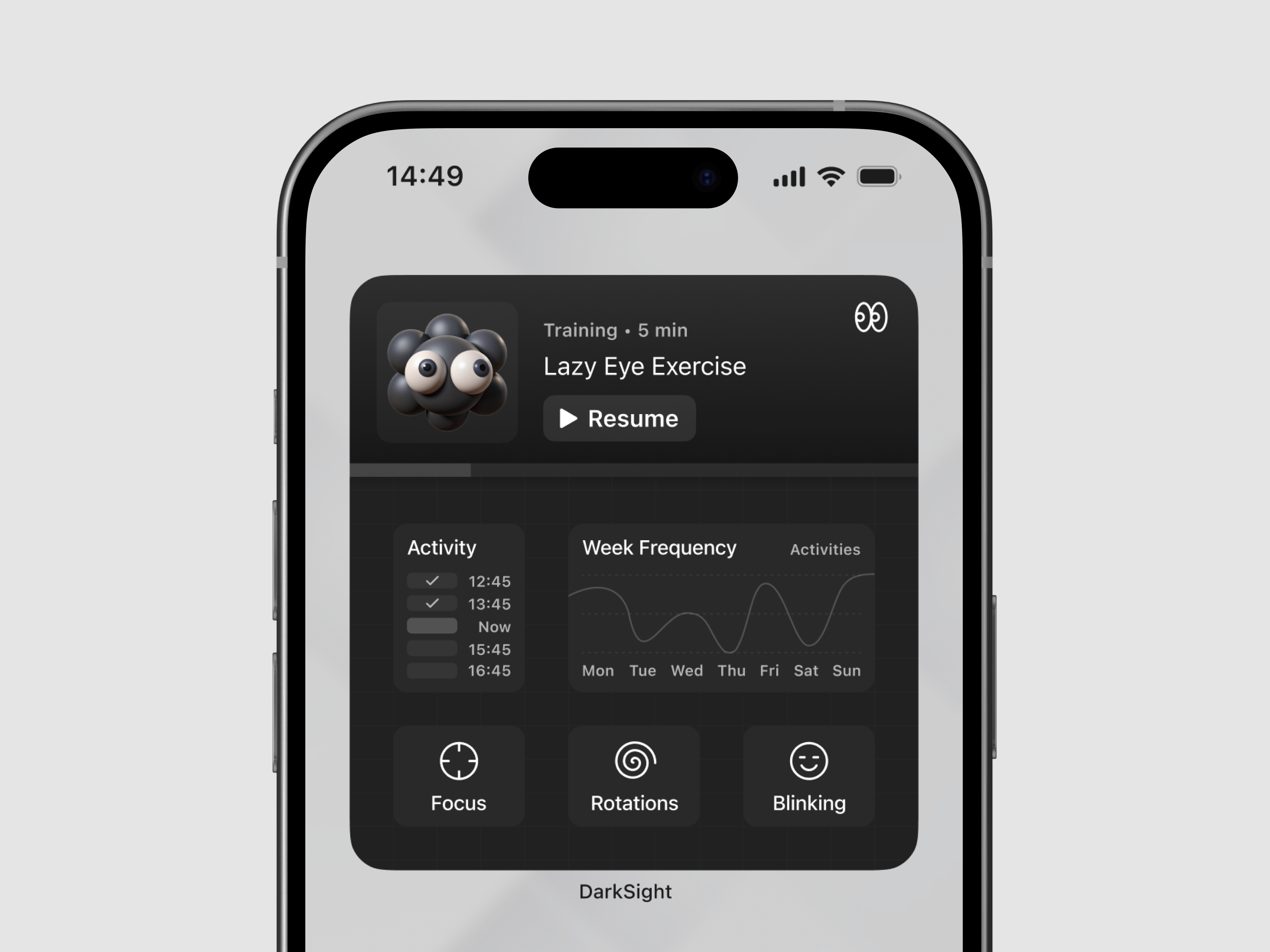 Eye Exercises iOS Widget clean dark design graph ios mobile ui widget