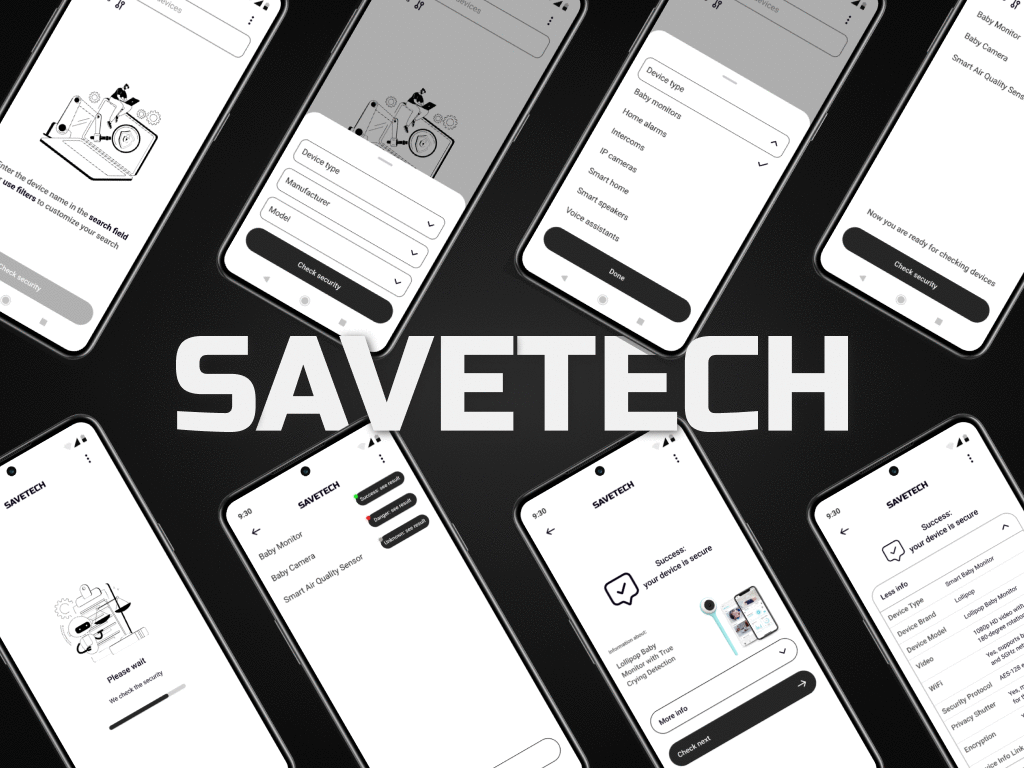 Winner Hackaton Mobile App Cybersecurity - Savetech / Anbosoft anbosoft black and white cybersecurity device hackaton int20h mobile app mobile development mobile interface product design safety security ui design ukraine ux design winner