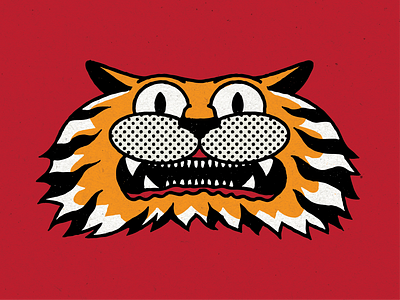 El Tigre animal cat character design illustration orange print red retro texture tiger vintage