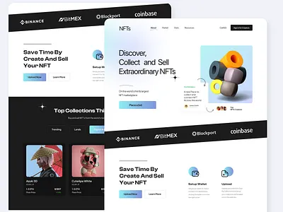 Collect & Sell NFTs website 3d animation branding figma graphic design landing page design logo motion graphics nfts design ui web ui website design website ui