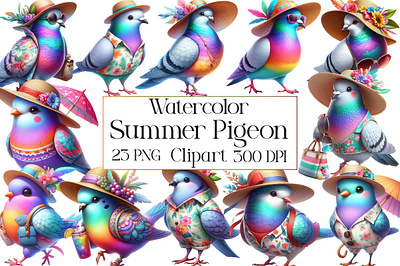 Vibrant Dresses Summer Pigeon Clipart holding