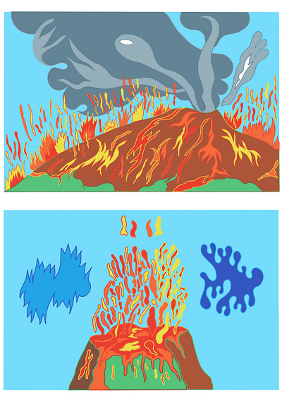 2 volcanes illustration