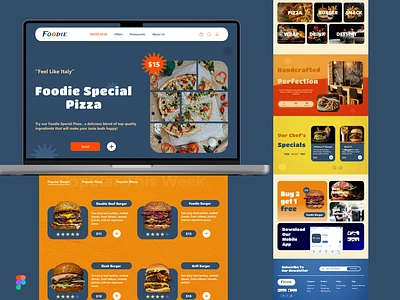 Foodie Fast Food Ordering Website Landing Page Design adobe behance design fastfood figma landingpage ordering productdesign ui userinterface ux webdesign website