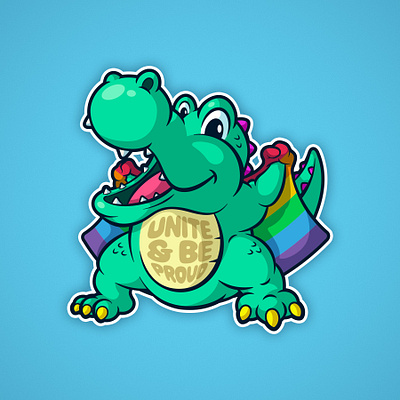 Unite & Be Proud Gaytor adobe alligator character gator gay illustration illustrator pride sticker vector