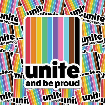 Unite and Be Proud Sticker gay illustrator logo pride rainbow sticker vector