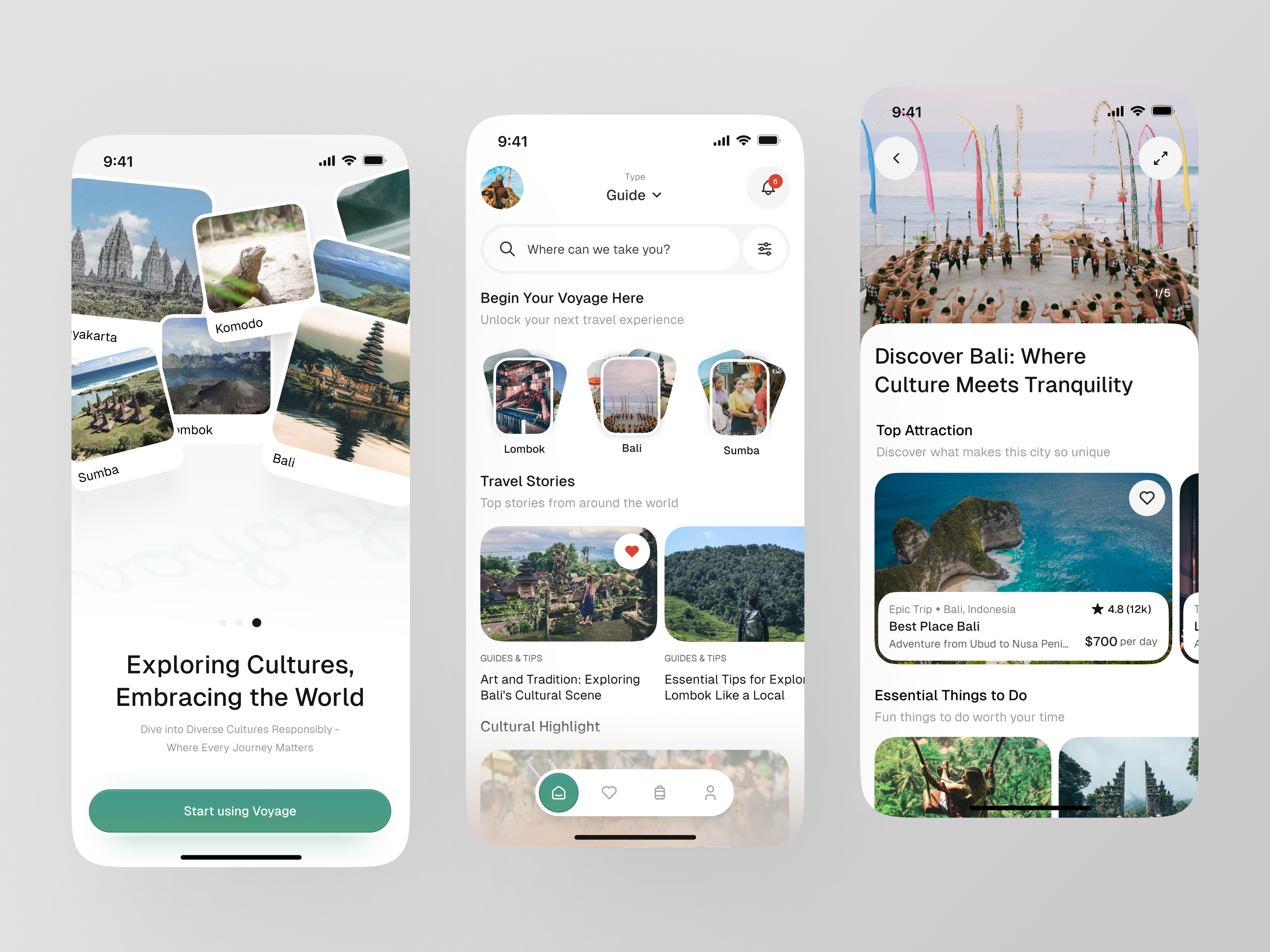 Voyage - Travel App app booking booking app card clean culture design trend destination guide mobile search tour travel travel app trend ui uiux ux vacation