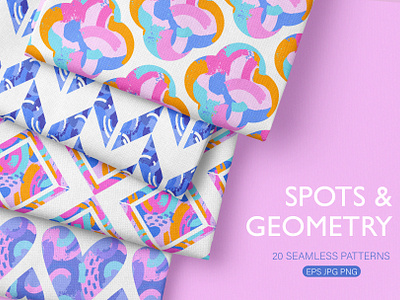 Spots and geometry. Set of patterns abstract abstract pattern abstract print fabric fabric geometric pattern geometry graphic design hand drawn hand drawn geometric heart pastel color pattern shapes spots texture vector