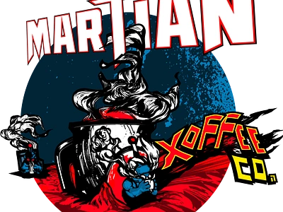 Martian Xoffee Co. - Serving the Universe after the Takeover beans brand capitalism coffee fantasy greed logo magic mars monopoly planet sci fi space universe war