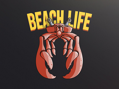 Crafting Beach Life: From Illustration to Merchandise artistic design beach life crab creative artwork digital art graphic design icon illustration merchandise t shirt design typography