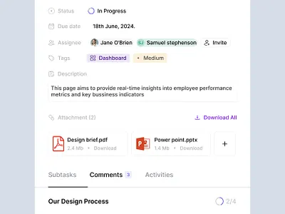 Task Details Dash design prototype saas ui ux