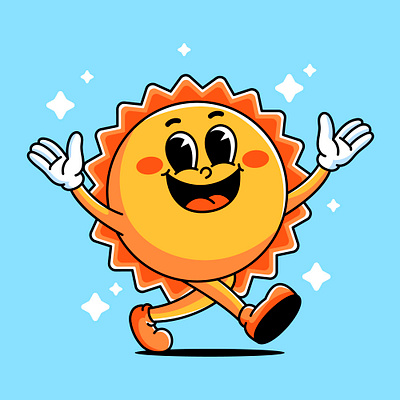 Cartoon Sun cartoon character colorful cute design graphic design happy illustration logo mascot smile sun vector