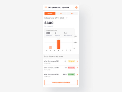 Earnings balance dashboard