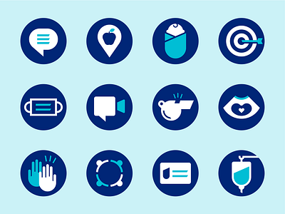 UnitedHealthcare Iconography blue brand branding care design flat health healthcare icon iconography icons identity illustration illustrator insurance mark united unitedhealthcare vector