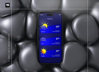 3D Weather App Experience 3d app design 3d mobile app app design branding experience 3d inspirational ui artistry mobile ui mobile ui design touchscreen interaction design ui ui design uiux weather app web ui