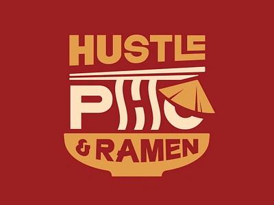 HUSTLE PHO & RAMEN | LOGO DESIGN & BRAND IDENTITY brand identty branding cuisine design hustle illustration logo logos logotype pho ramen restaurant restaurant logo travel typography vector vietnam