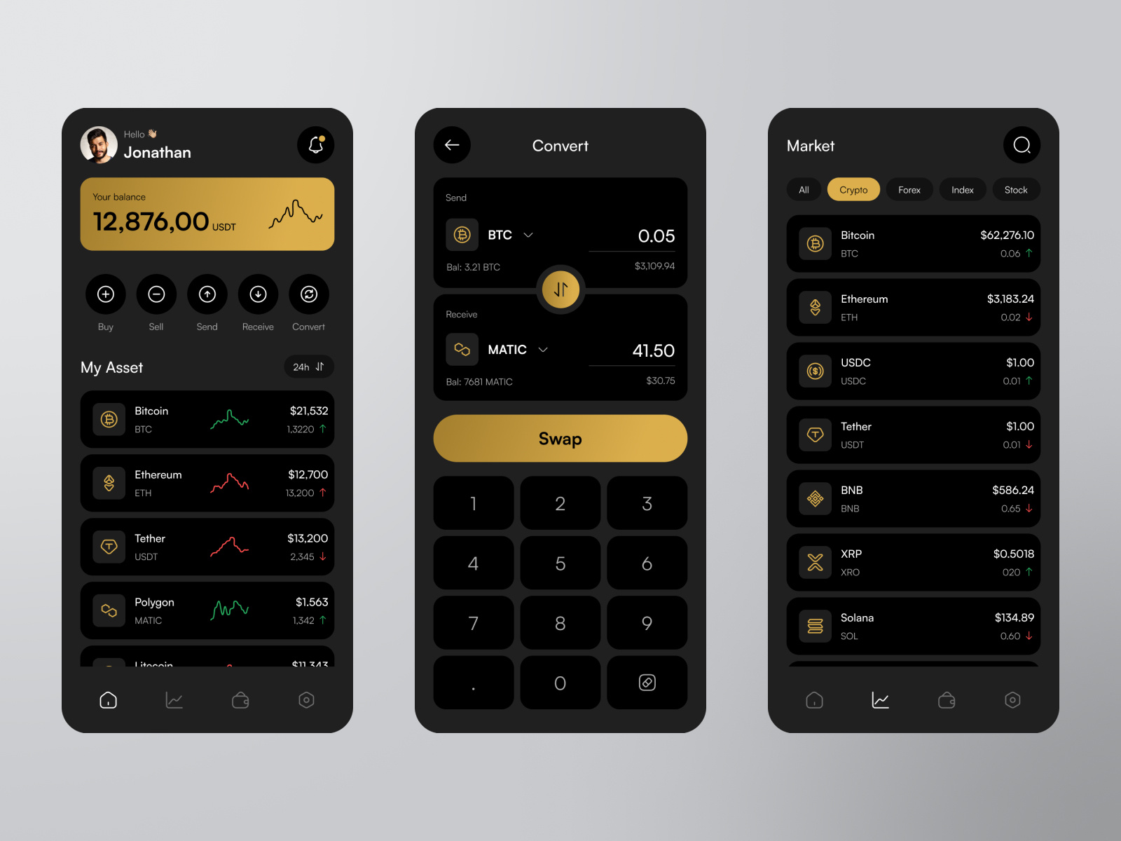 Crypto Wallet Mobile App app assets balance clean crypto crypto app crypto wallet design exchange finance fintech mobile receive send swap trade trading ui uiuxdesign wallet