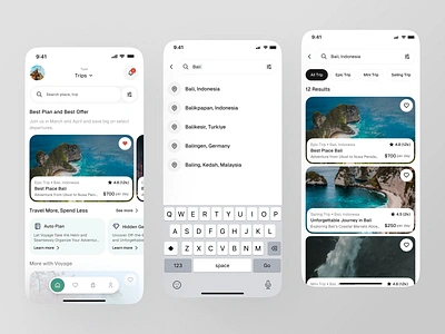 Voyage - Travel App [Trips Section] adventure app travel booking booking app card clean concept culture design guide minimalist mobile mobile app tour guide travel travel app trip ui ux vacation