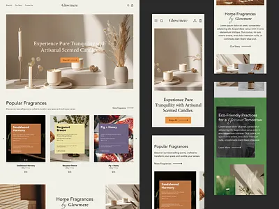 Ecommerce Website Design Concept + Candle Label Design branding candle design ecommerce figma freelancer ui ux web design