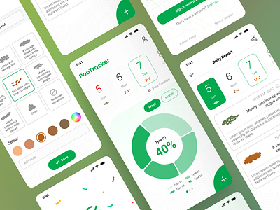 Poo Tracker - Health App UI Kit app design figma freebie health mobile mobile app poo pootracker uikit