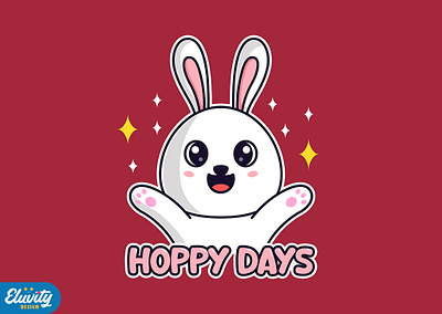 Cute Bunny Cartoon Design - Hoppy Days! animal branding bunny cartoon character cute cute animal cute cartoon cute character design graphic design illustration logo mascot design sticker design t shirt design