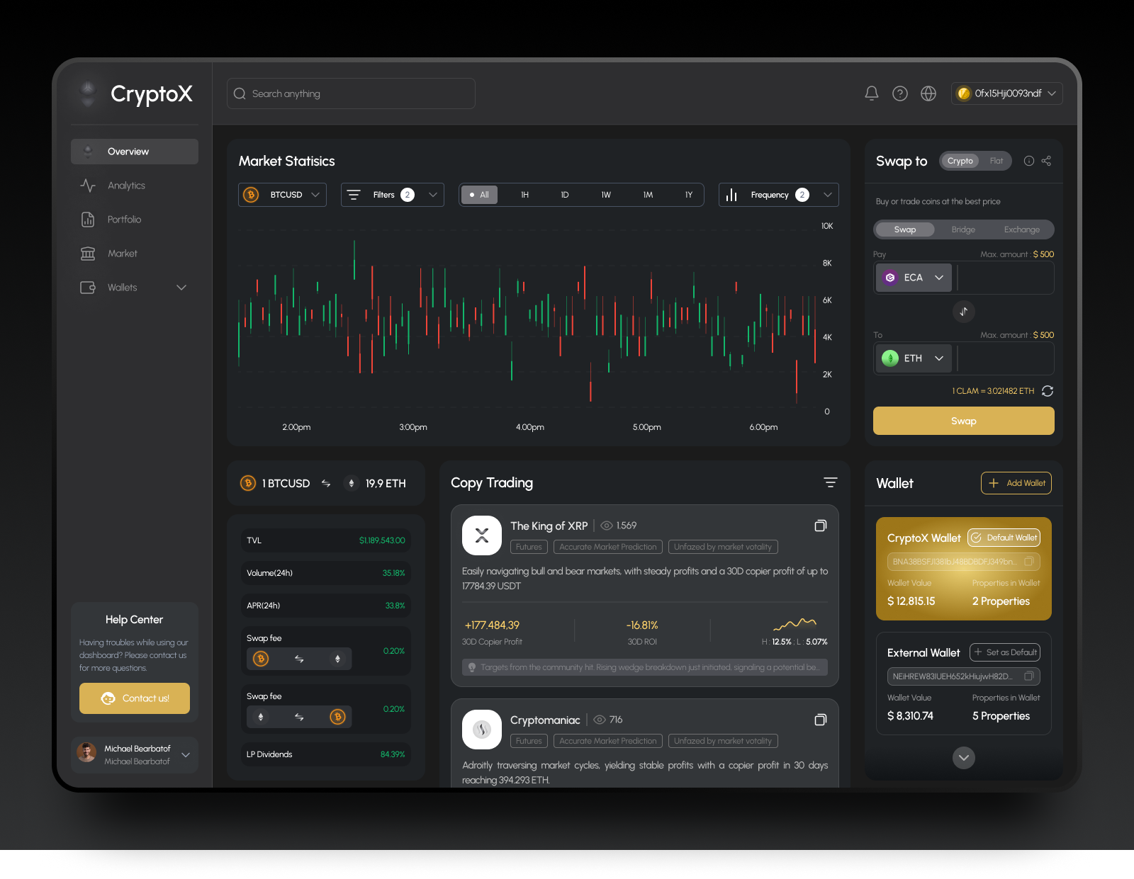 CryptoX - Dashboard Crypto Wallet by Vektora UIUX for Vektora on Dribbble