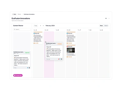 Content Planner ai app calendar content dashboard planner post saas social ui ux