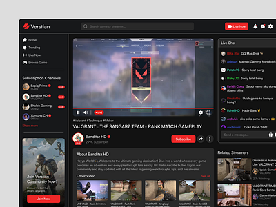 Verstian - Streaming Platform design gaming landing page streaming ui ux website