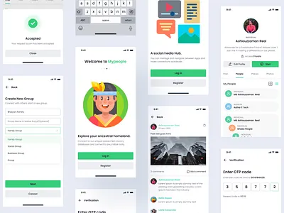 My People Mobile App Design app design mobile social media ui uiux ux