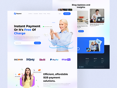 Paynext - SaaS B2B Payment System Landing Page UI Design 🔥 b2b design home page landing page saas uiux
