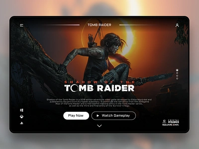 Shadow of The Tomb Raider Console App UI Design 3d adobe photoshop animation branding figma game ui graphic design lara croft tomb raider ui