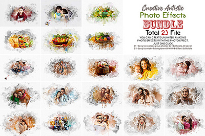 Creative Artistic Photo Effect Bundle branding design effect illustration ink art modern photo effect photoshop photoshop action ui