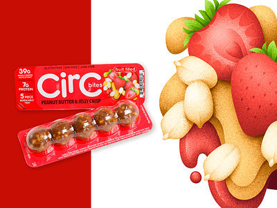 CirC Bites: Peanut, strawberry & peanut butter berries design grain texture grit illustration package peanut peanut butter strawberry texture vector