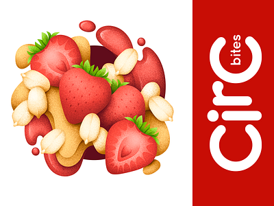 CirC Bites: Peanut, strawberry & peanut butter berries design food grain texture grit illustration package peanut peanut butter strawberry texture vector