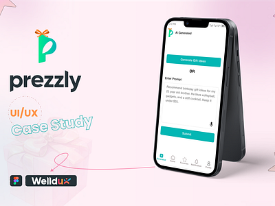 PREZZLY - AI GIFTING MOBILE APP UI/UX CASESTUDY ai artificial intelligence casestudy figma gifts mobile app uiux