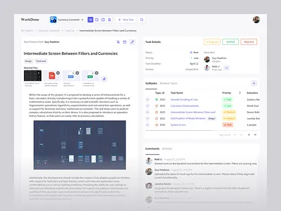 Task Manager — Task Page adaptive buttons comments corporative deadline design details files interface list manager mobile page project table task ui users ux website