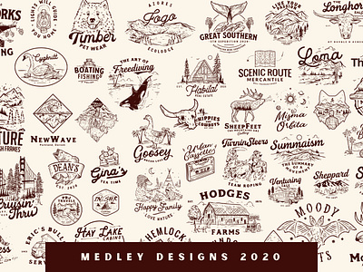 Archive 2020 Medley Designs badge design branding hand drawn design hand drawn logo illustration illustration logo illustration vintage logo logo design outdoor design print stuff typography vintage logo