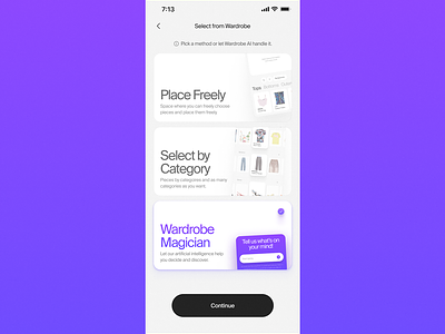 Wardrobe — Magician app design figma minimal mobile ui ux wardrobe